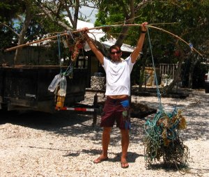 A past MarineLab instructor with a haul of lines and plastic